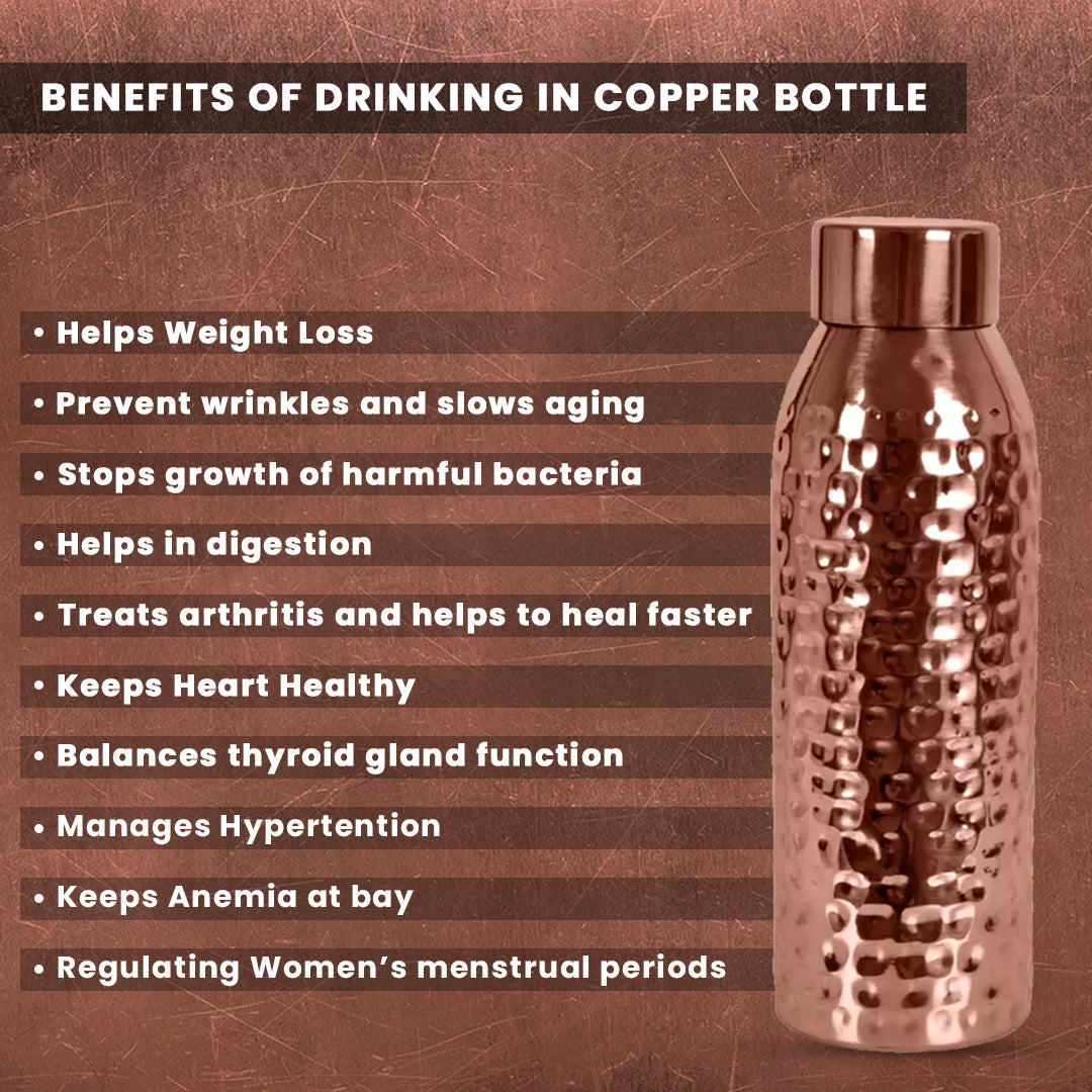 Diwali Gift Hamper with Copper Bottle, 2 Copper Glasses and Brittle