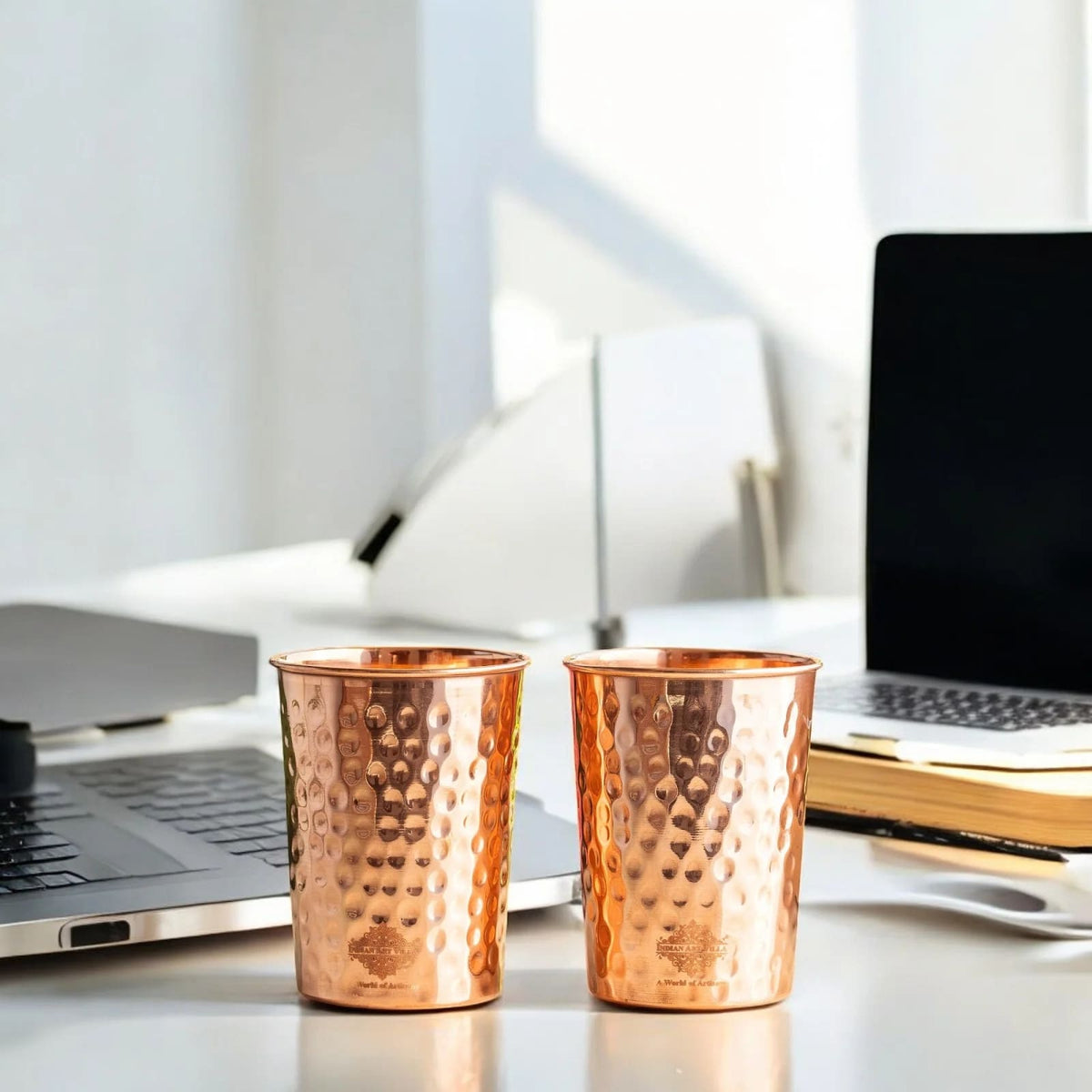 Diwali Gift Hamper with Copper Bottle, 2 Copper Glasses and Brittle