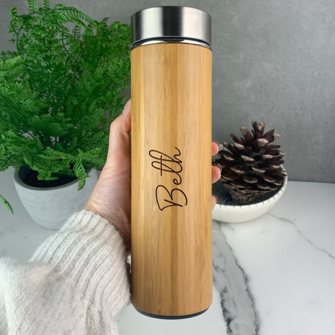 Diwali Gift Hamper with Engraved Bamboo Bottle, Mug and Loyka Cookies