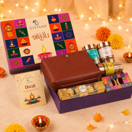 Diwali Gift Hamper with PU Leather Tech Pouch and Ferrero Rocher