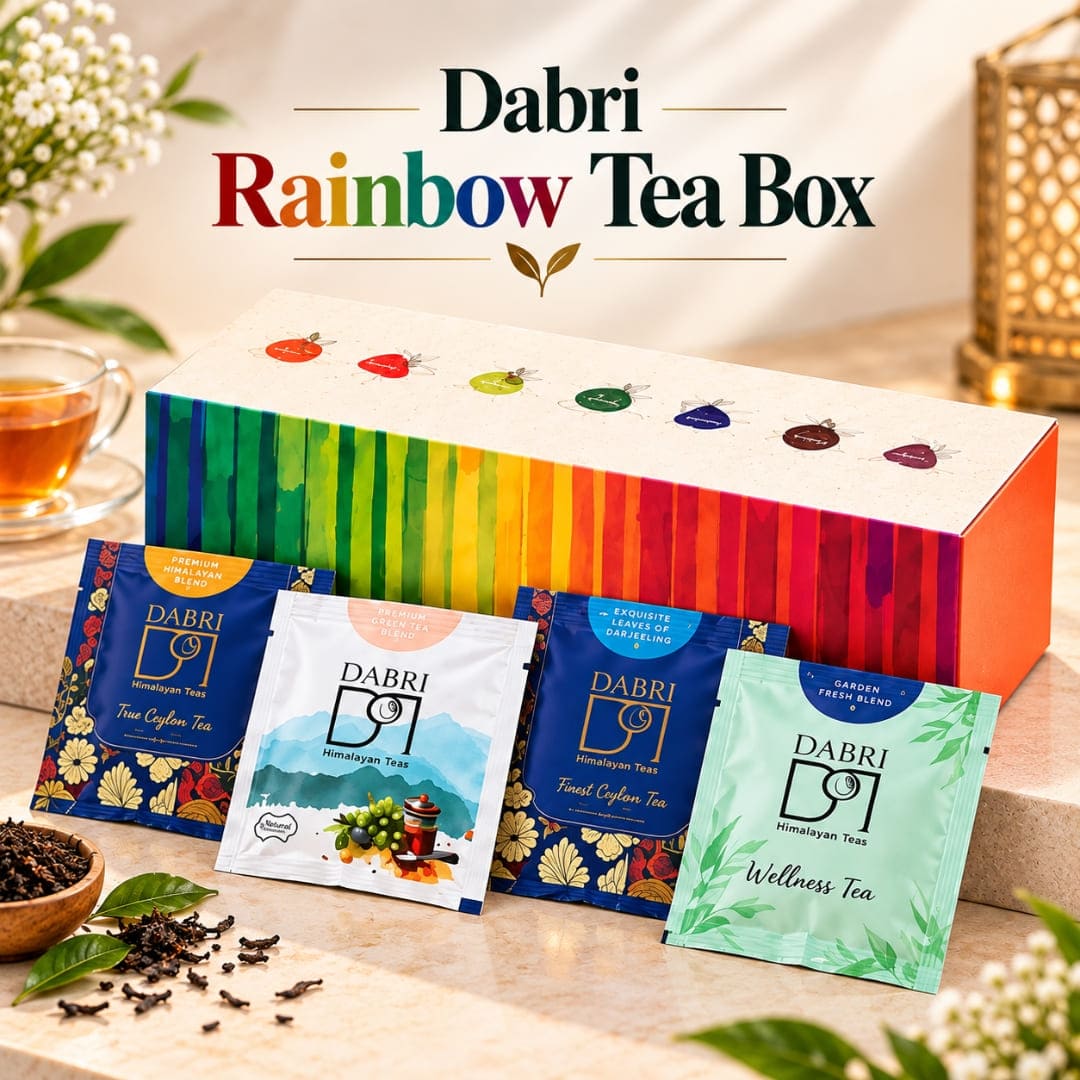 Diwali Gift Hamper with Reed Diffuser, Candle and Dabri Rainbow Tea