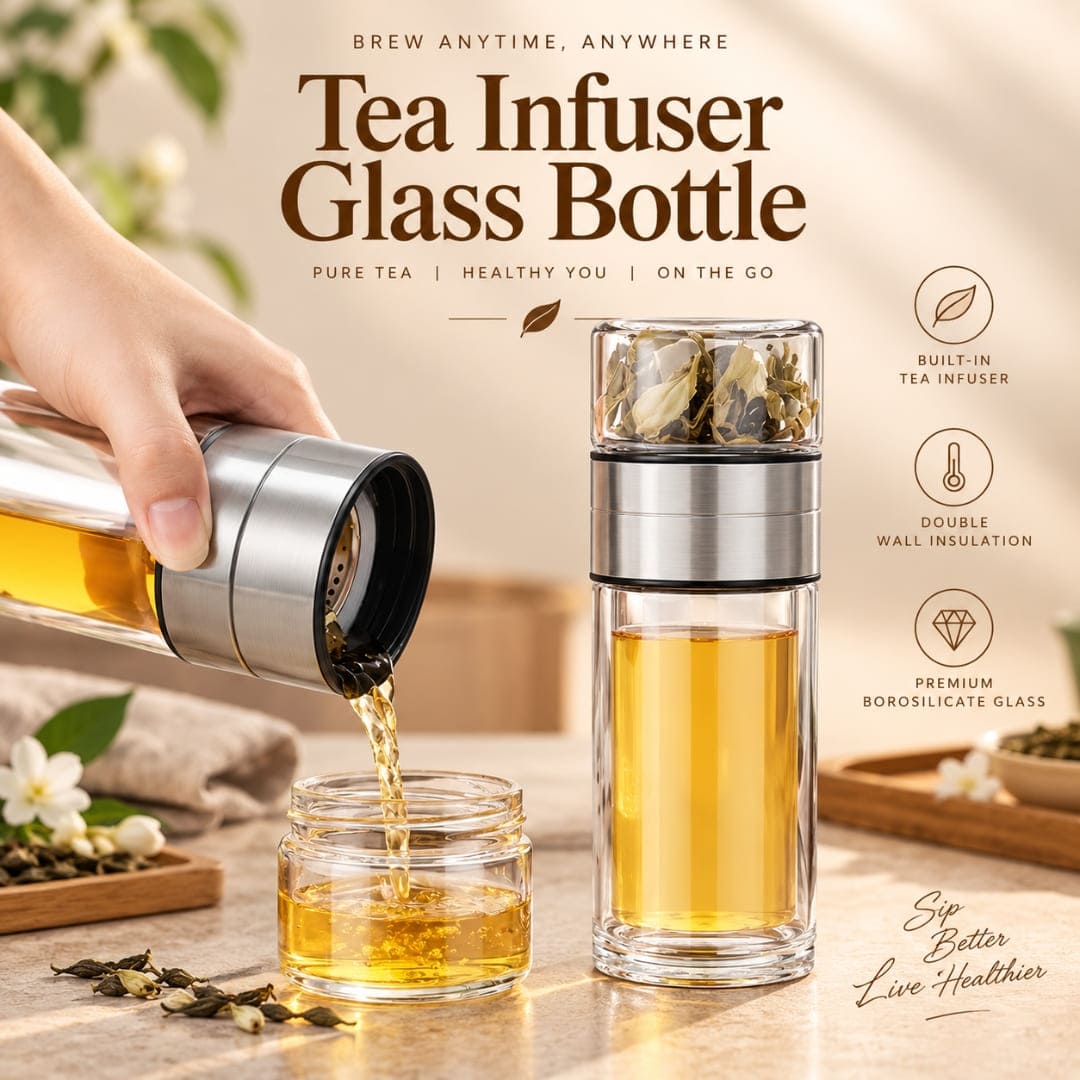 Diwali Gift Hamper with Tea Infuser Bottle, Dabri Teas and Pooja Box