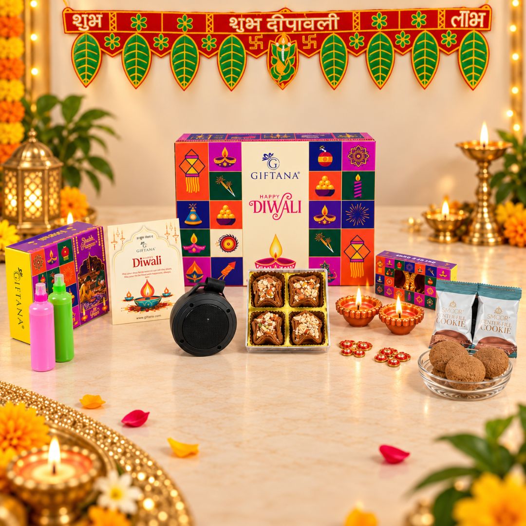 Diwali Gift Hamper with Wayona MiniBoom Speaker, Baklawa and Cookies