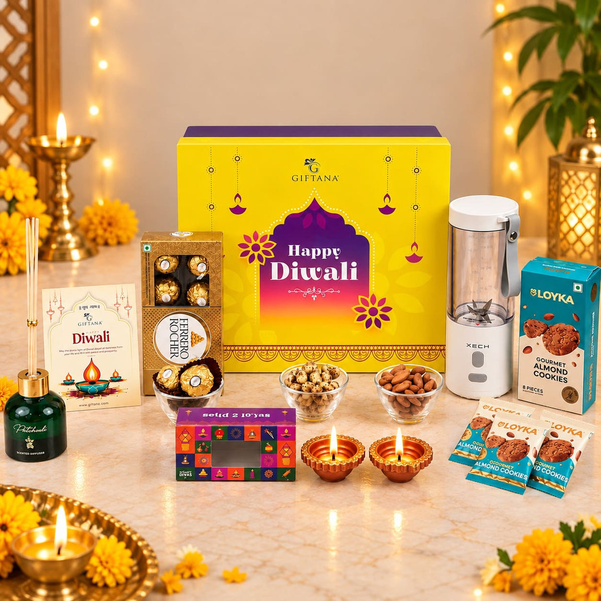 Diwali Gift Hamper with Xech Portable Blender and Ferrero Rocher