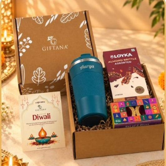 Diwali Gift Set for Employees with Coffee Tumbler and 100g Dry Fruits