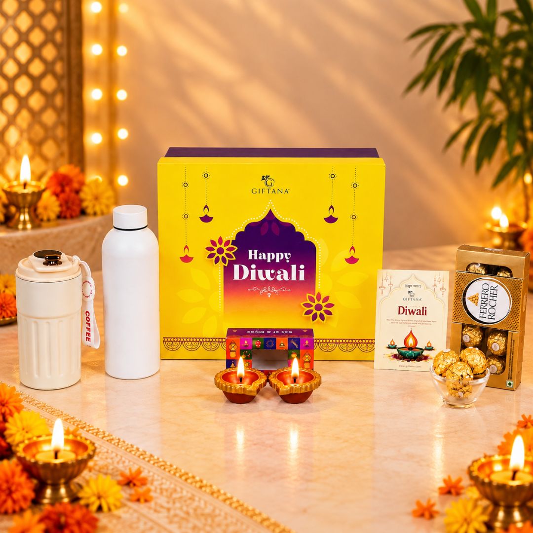 Diwali Gift Set with 410ml Smart Temperature Tumbler and 500ml Flask