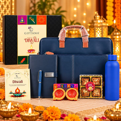 Diwali Office Gift Set with Navy or Green Laptop Bag and Notebook Diary