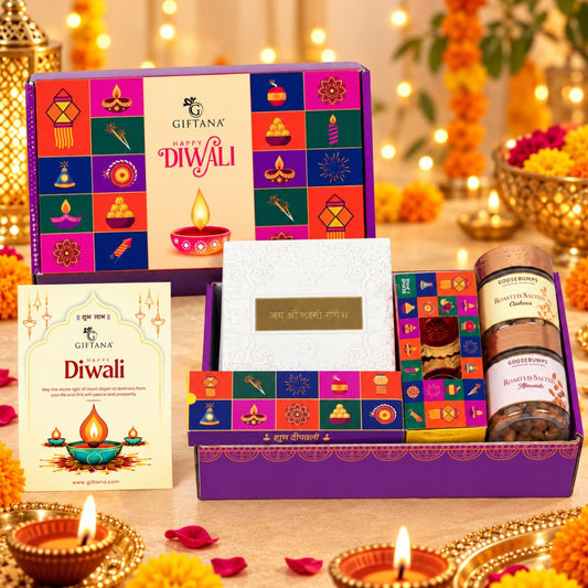 Diwali Pooja Gift Hamper with Lakshmi Ganesh Idol and Dry Fruits