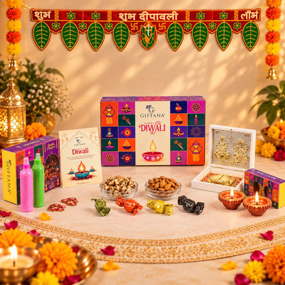 Diwali Pooja Gift Hamper with Lakshmi Ganesh Idol and Dry Fruits