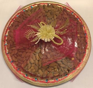 Almond Gift Thali with Chunri Decoration