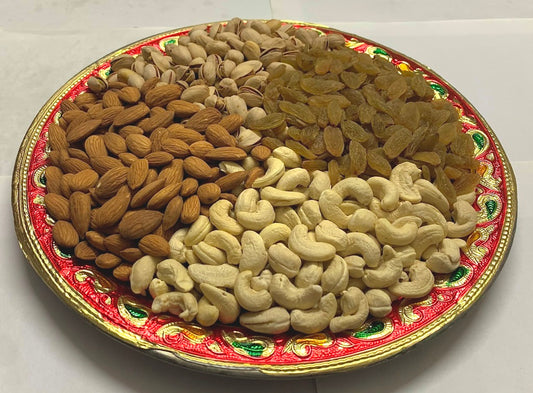 Decorated Diwali Dry Fruit Thaal with Flower