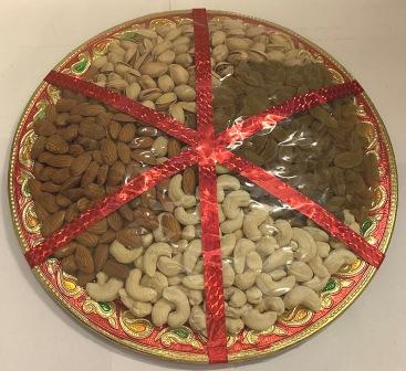 Ribbon Wrapped Diwali Dry Fruit Thaal, Large 1kg