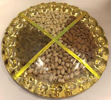 Ribbon Wrapped Diwali Dry Fruit Thaal, Small 600g