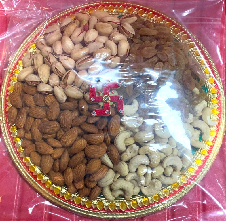 Compact Diwali Dry Fruit Thaal for Staff Gifts, Medium 550g