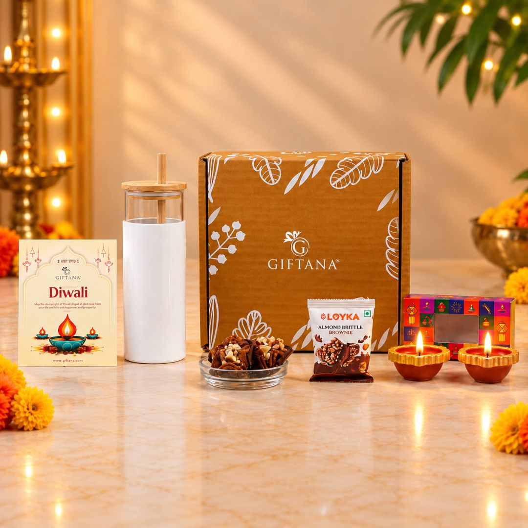Eco-Friendly Diwali Gift Hamper with 500ml Sipper and Millet Baklawa
