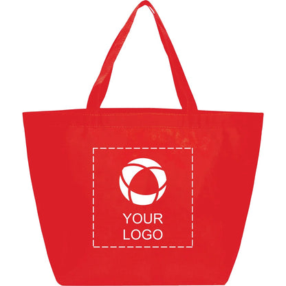 Lightweight 80g Non-Woven Grocery Tote, 13 x 12 x 8.5 in, Red