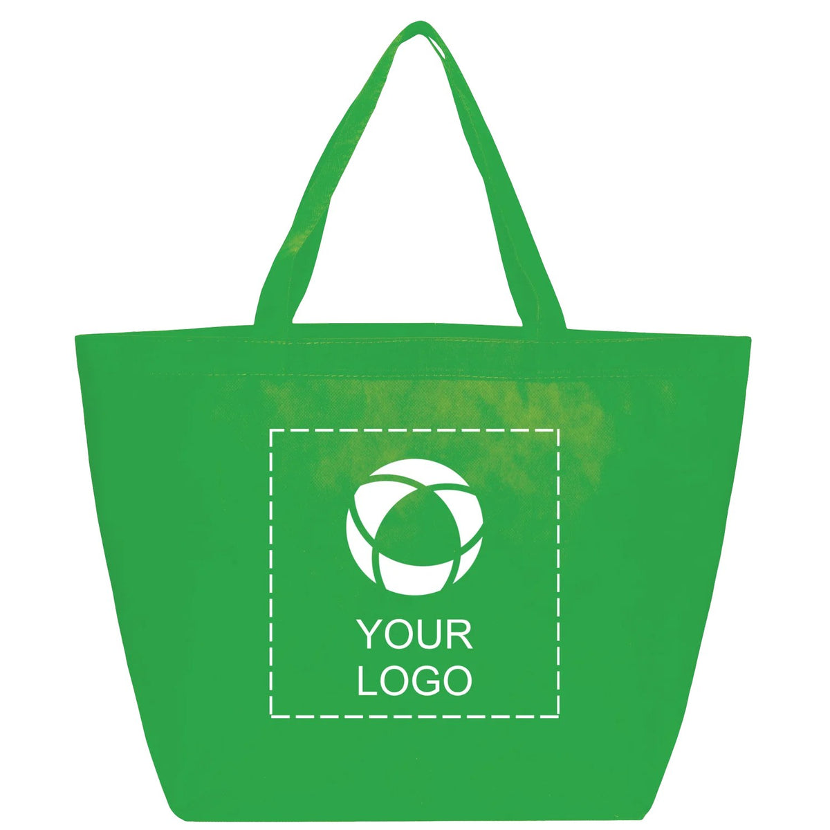 Lightweight 80g Non-Woven Grocery Tote, 13 x 12 x 8.5 in, Lime Green