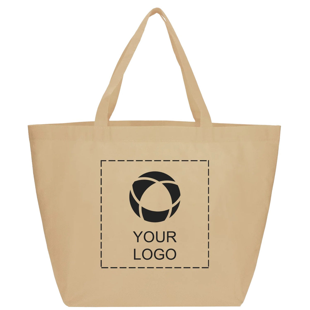 Lightweight 80g Non-Woven Grocery Tote, 13 x 12 x 8.5 in, Cream