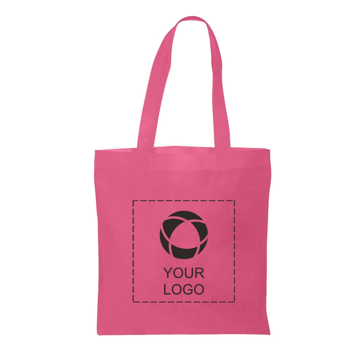 Non-Woven Tote Bag with Reinforced 22 in Handles, 14.5 x 13.5 in, Pink