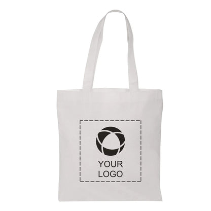 Non-Woven Tote Bag with Reinforced 22 in Handles, 14.5 x 13.5 in, White
