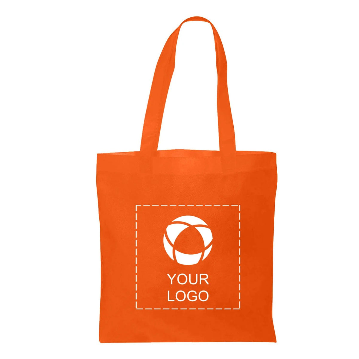 Non-Woven Tote Bag with Reinforced 22 in Handles, 14.5 x 13.5 in, Orange