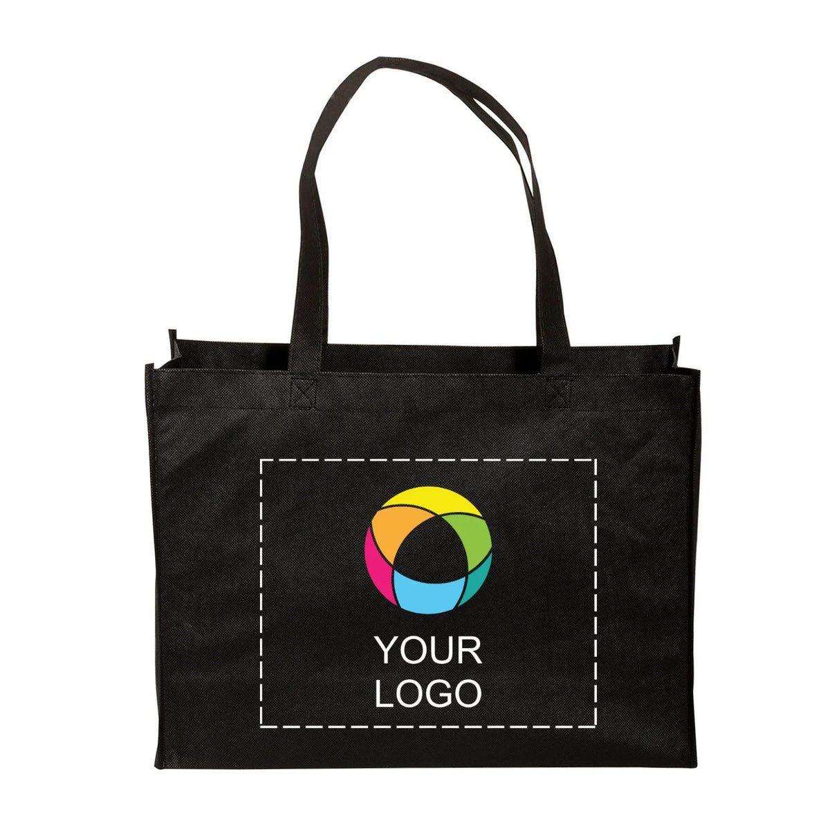 Non-Woven Box Gusset Tote with 22 in Reinforced Handles, 12 x 16 in