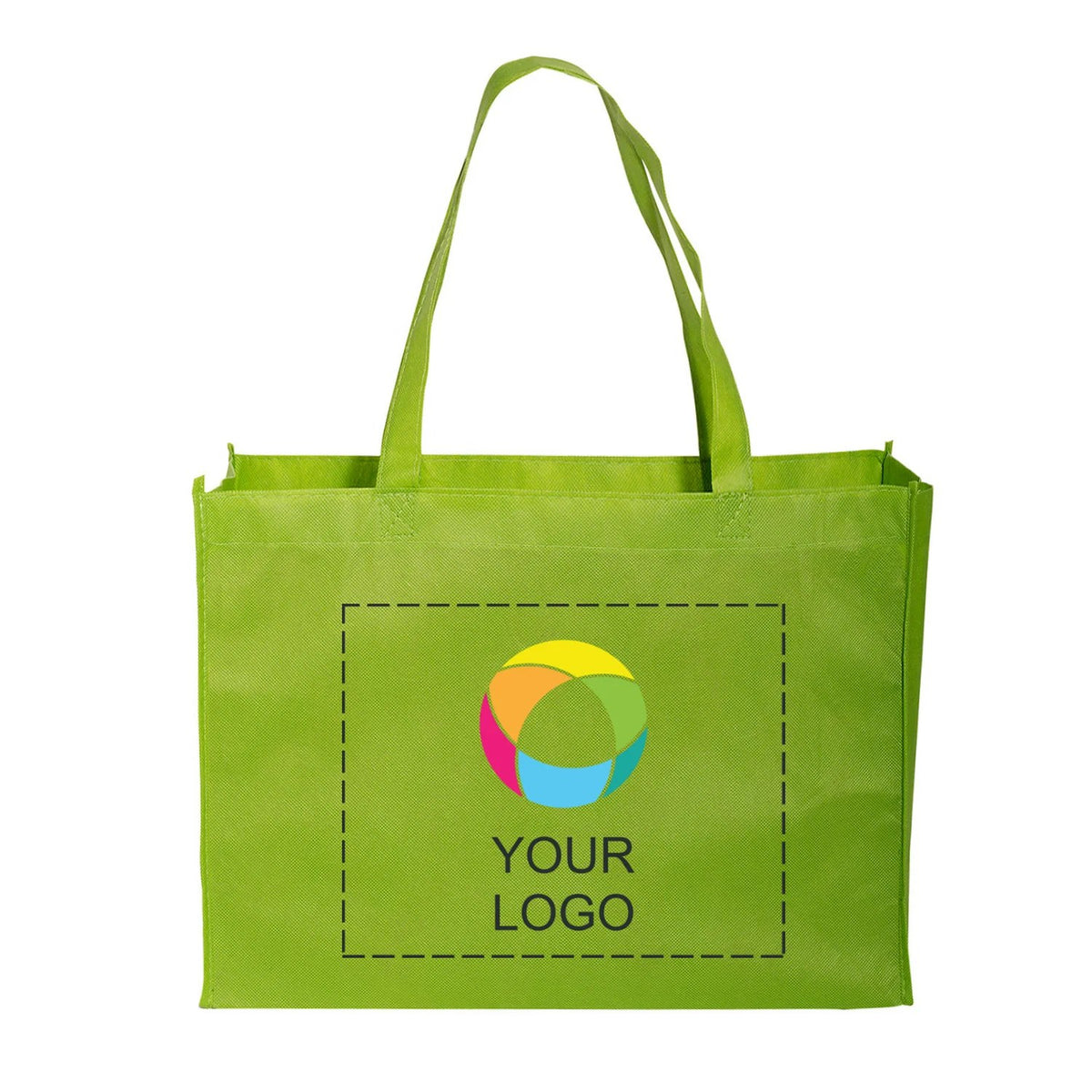 Non-Woven Box Gusset Tote with 22 in Reinforced Handles, 12 x 16 in