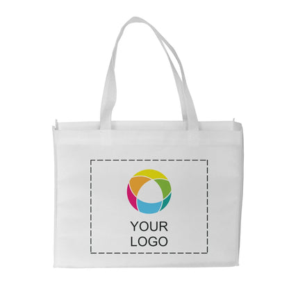 Non-Woven Box Gusset Tote with 22 in Reinforced Handles, 12 x 16 in, White