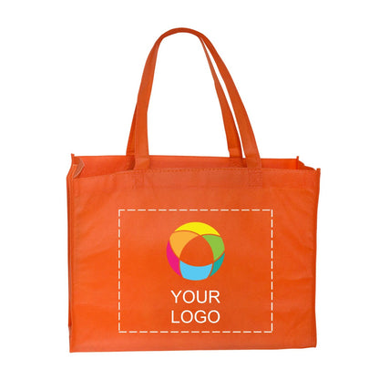 Non-Woven Box Gusset Tote with 22 in Reinforced Handles, 12 x 16 in, Orange