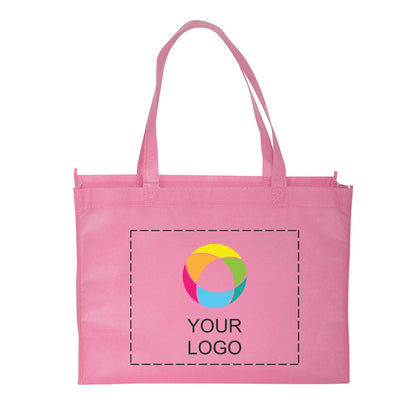 Non-Woven Box Gusset Tote with 22 in Reinforced Handles, 12 x 16 in, Pink