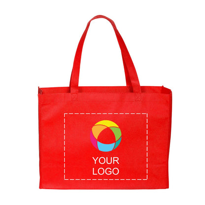 Non-Woven Box Gusset Tote with 22 in Reinforced Handles, 12 x 16 in, Red