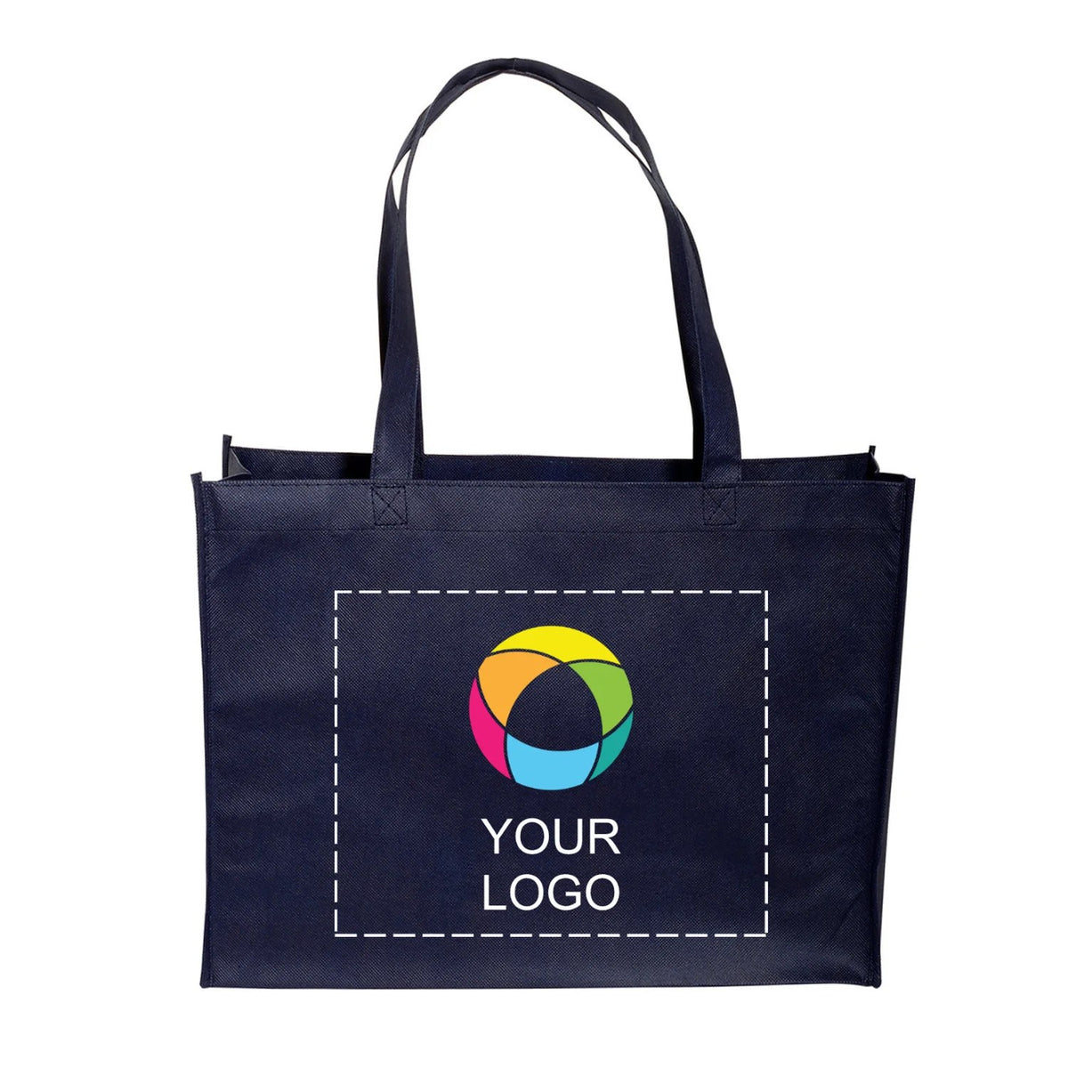 Non-Woven Box Gusset Tote with 22 in Reinforced Handles, 12 x 16 in