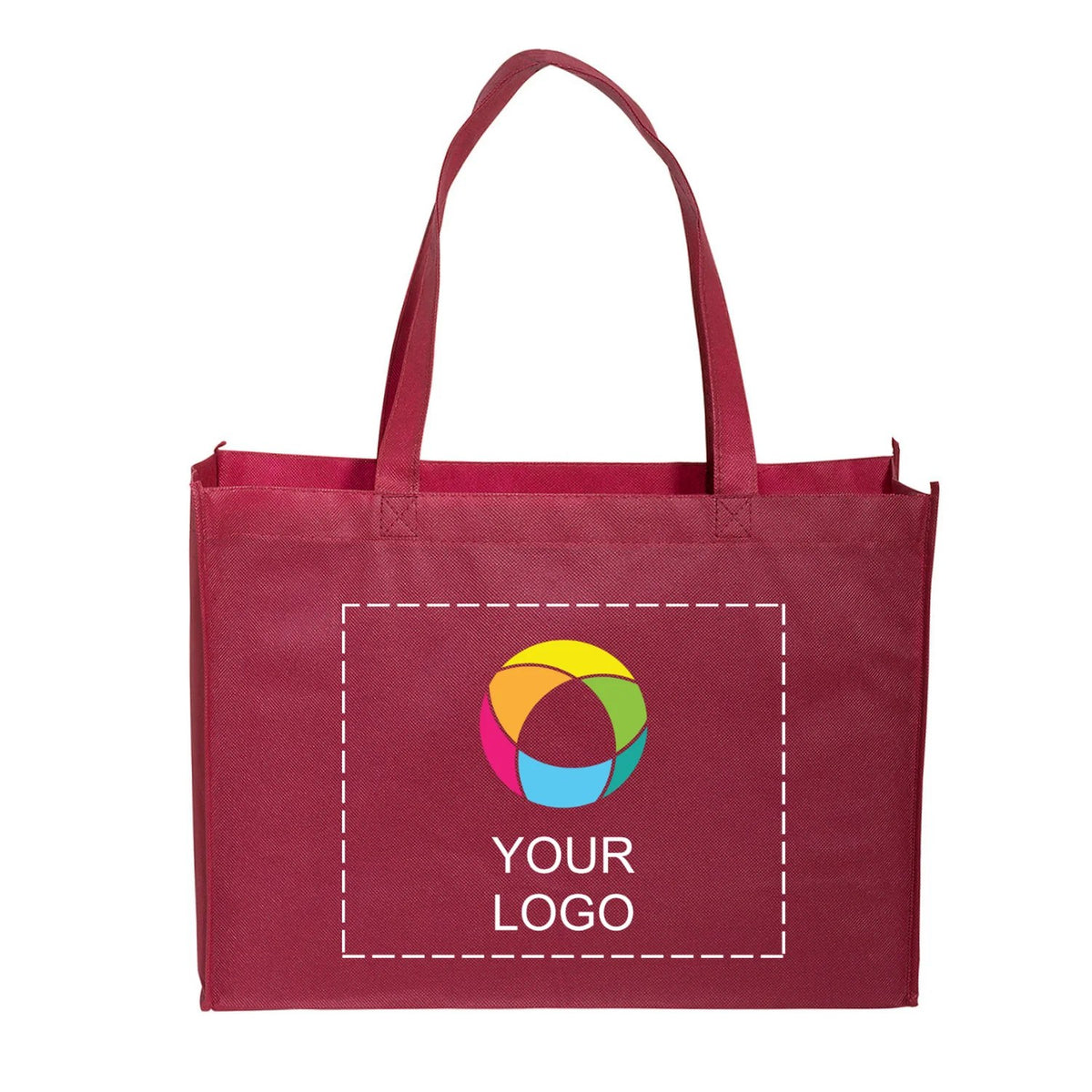 Non-Woven Box Gusset Tote with 22 in Reinforced Handles, 12 x 16 in