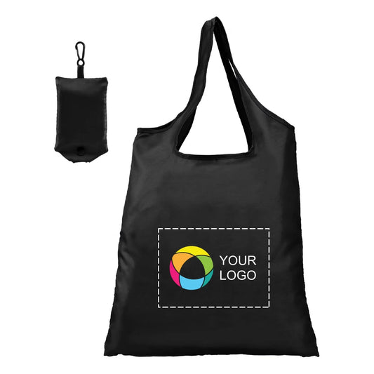 210D Polyester Foldable Shopping Tote in Clip Pouch, 24.3 x 15 in