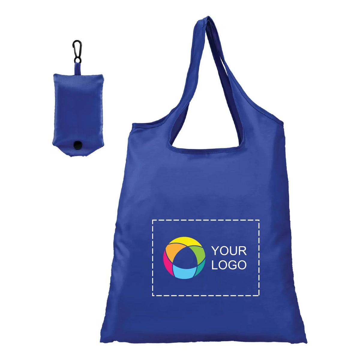 210D Polyester Foldable Shopping Tote in Clip Pouch, 24.3 x 15 in