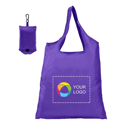 210D Polyester Foldable Shopping Tote in Clip Pouch, 24.3 x 15 in
