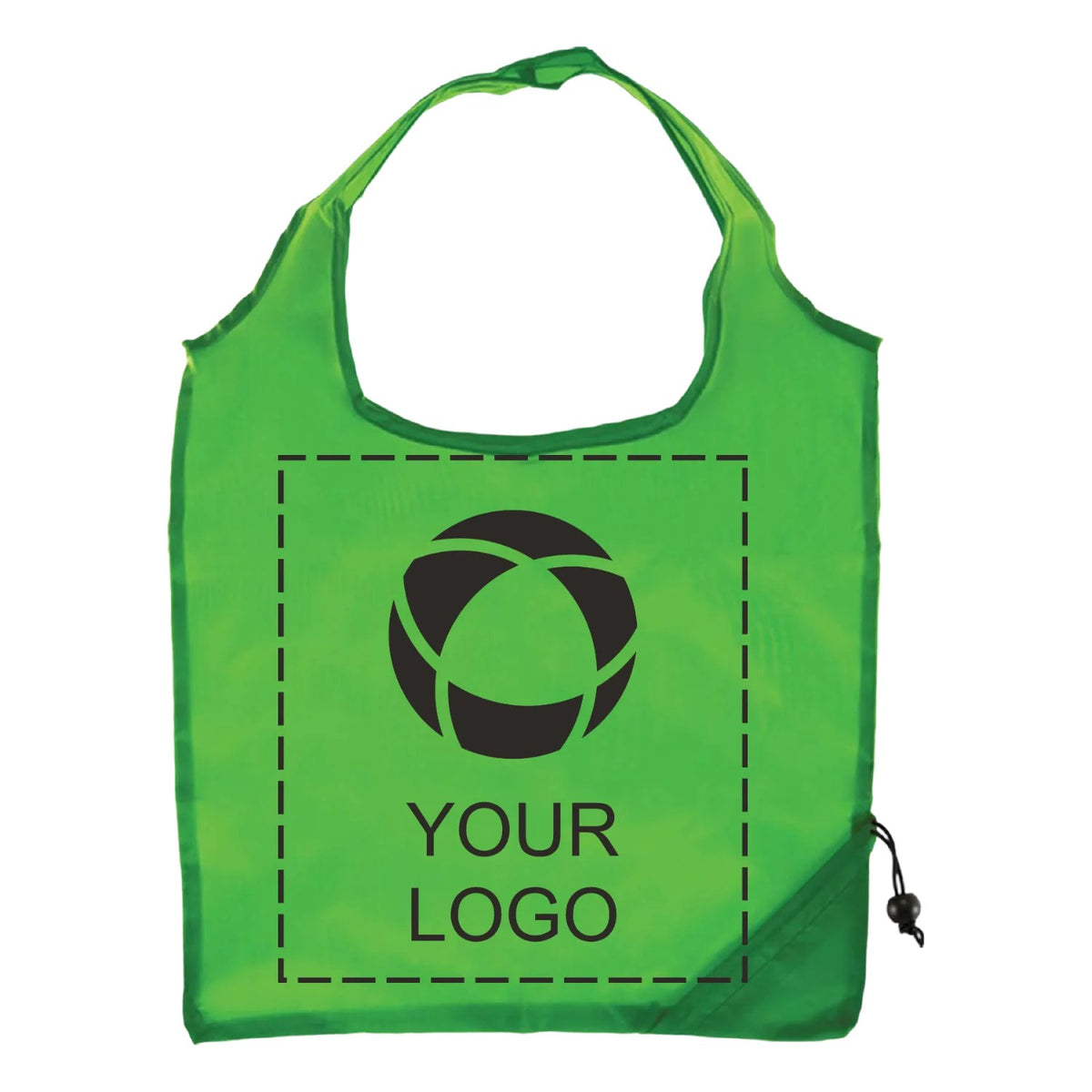 Foldable 210D Polyester Shopper with Drawstring Corner Pocket, 16 x 15.4 in