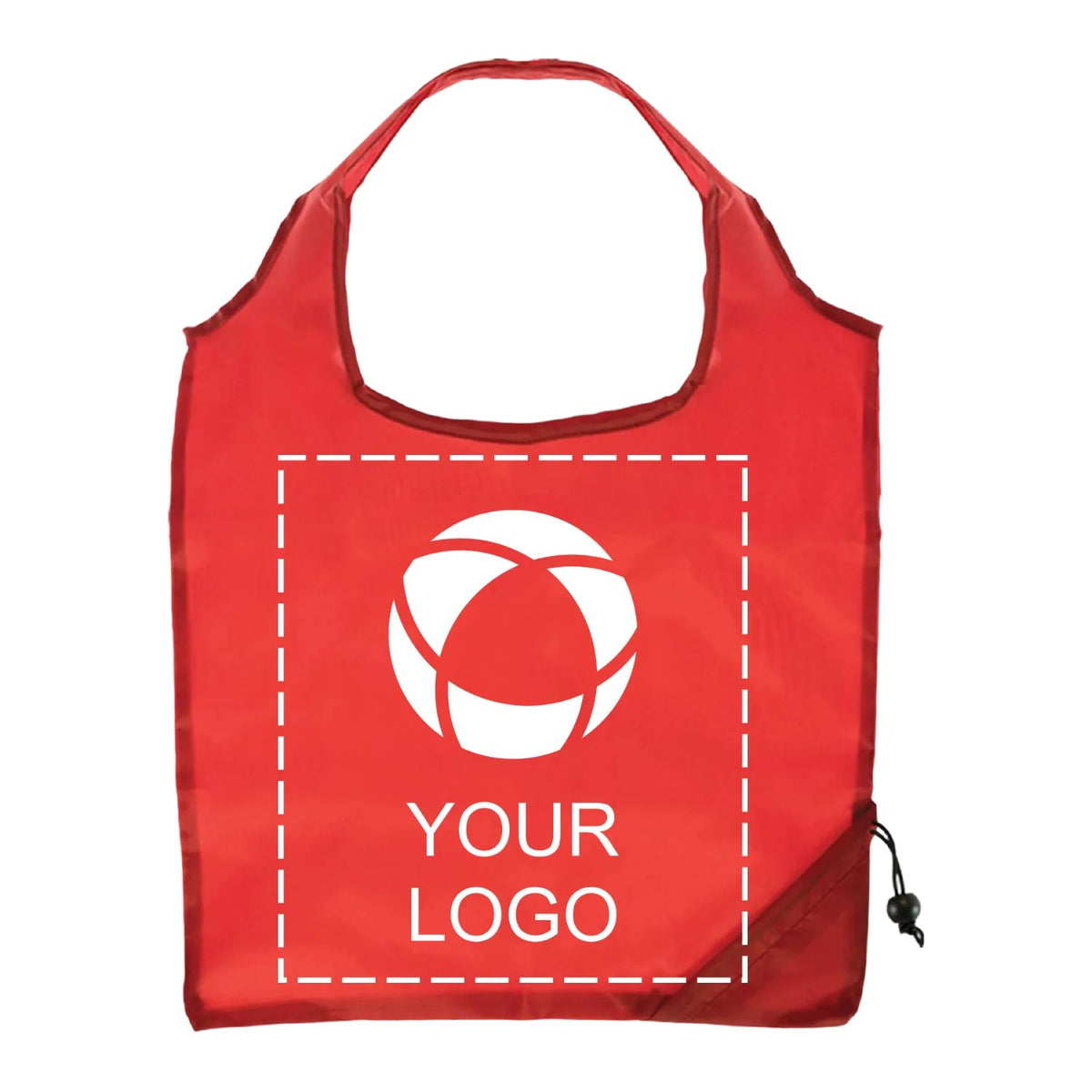 Foldable 210D Polyester Shopper with Drawstring Corner Pocket, 16 x 15.4 in