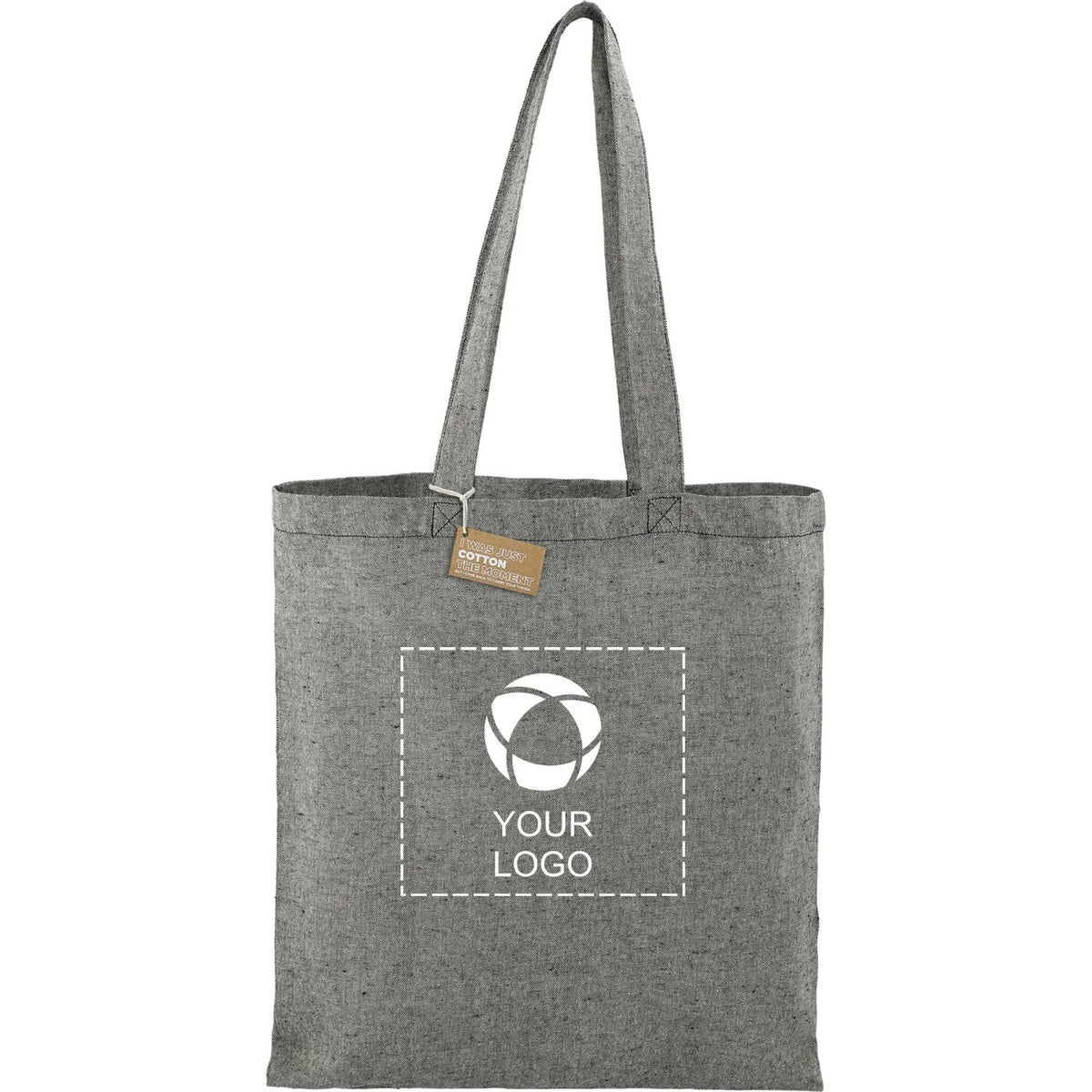 Recycled Cotton Twill Tote Bag for Bulk Logo Orders, 16.5 x 15 in