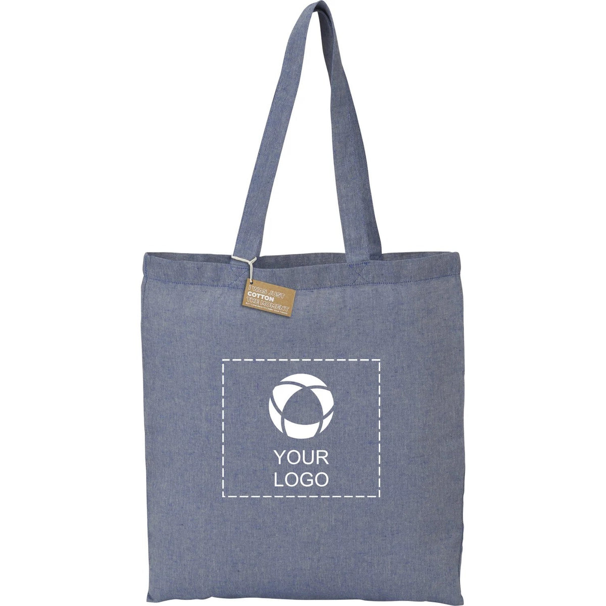 Recycled Cotton Twill Tote Bag for Bulk Logo Orders, 16.5 x 15 in