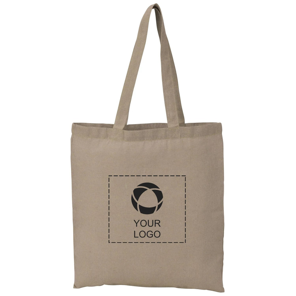 Recycled Cotton Twill Tote Bag for Bulk Logo Orders, 16.5 x 15 in