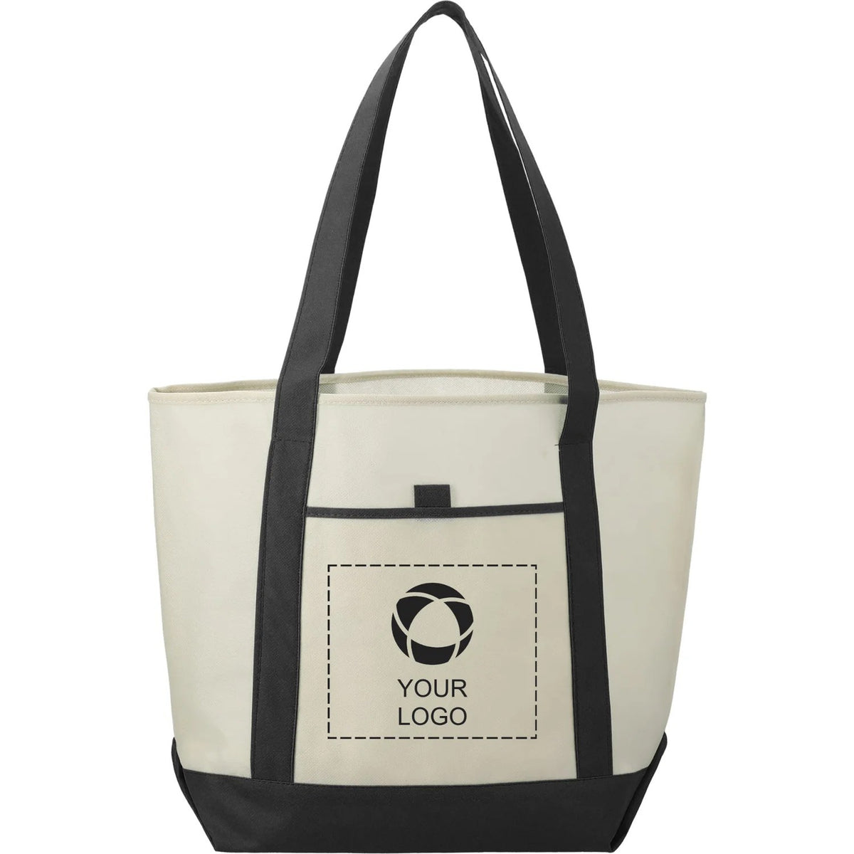 Non-Woven Tote Bag with Front Pocket and Pen Loop, 13.5 x 17.75 x 6 in