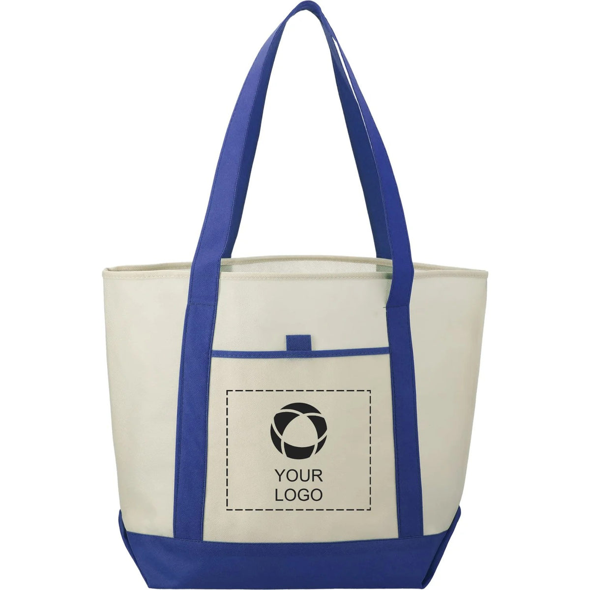Non-Woven Tote Bag with Front Pocket and Pen Loop, 13.5 x 17.75 x 6 in