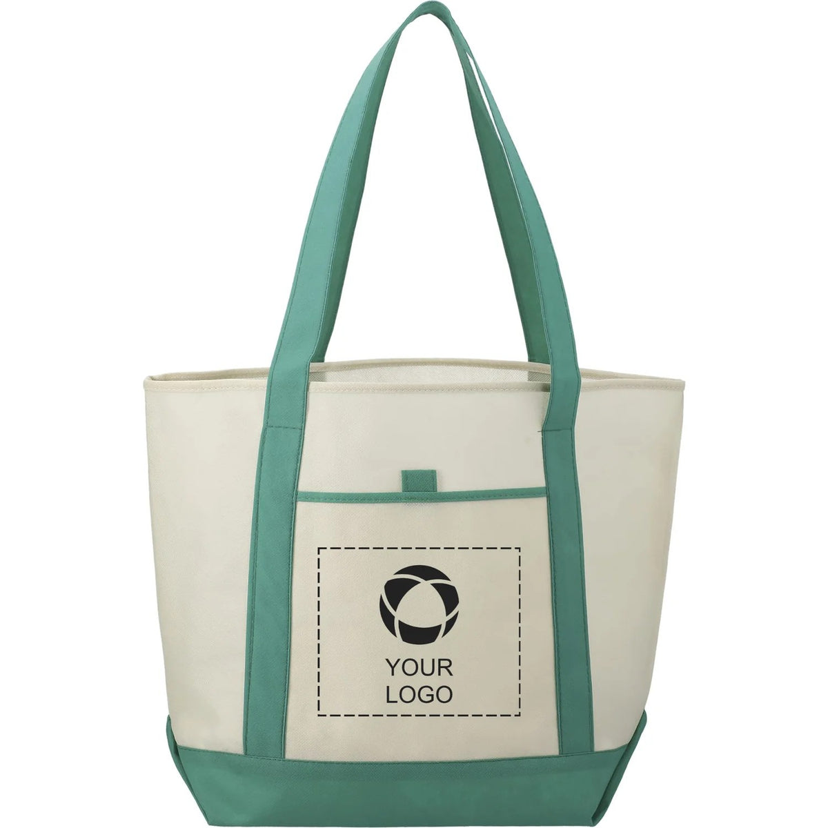 Non-Woven Tote Bag with Front Pocket and Pen Loop, 13.5 x 17.75 x 6 in