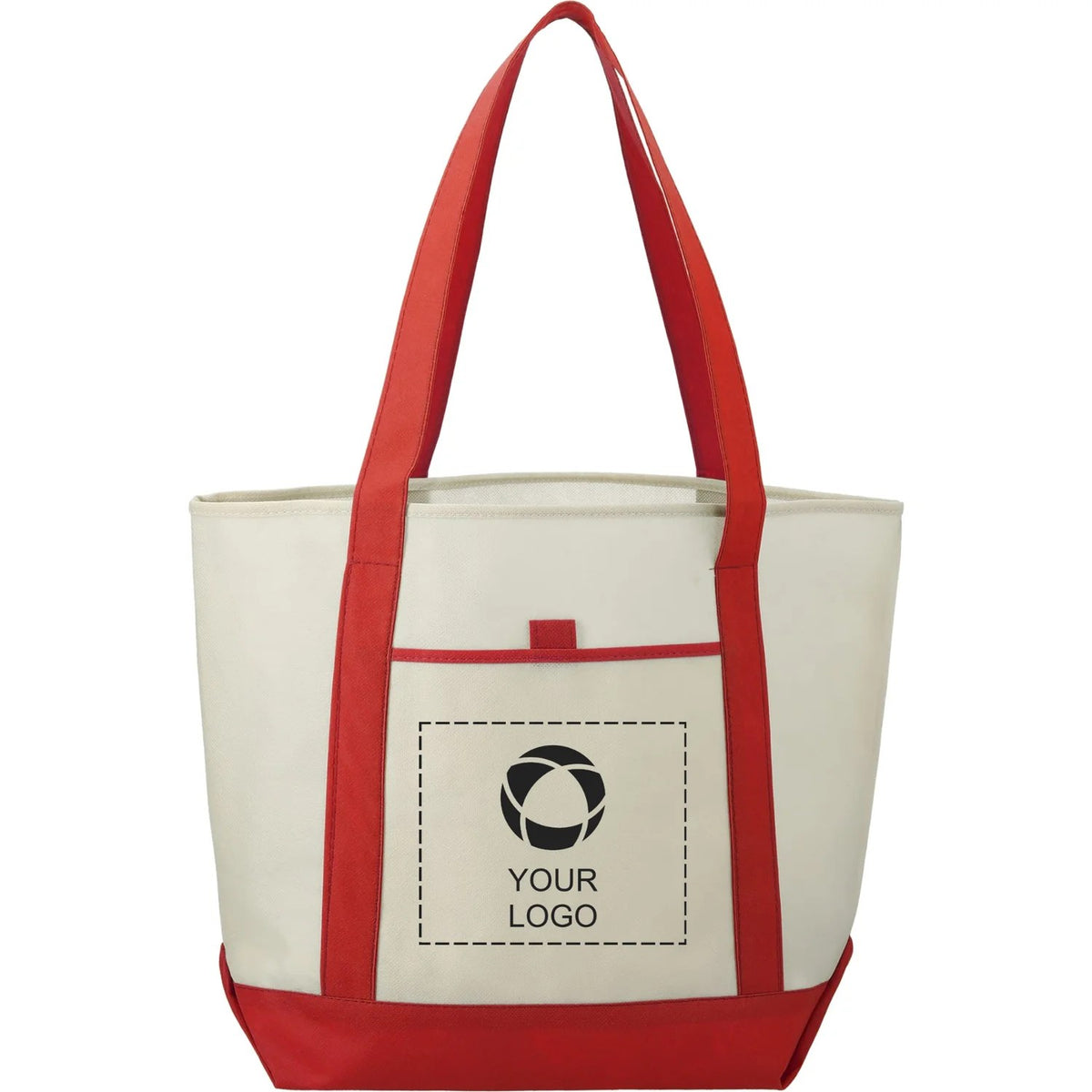 Non-Woven Tote Bag with Front Pocket and Pen Loop, 13.5 x 17.75 x 6 in