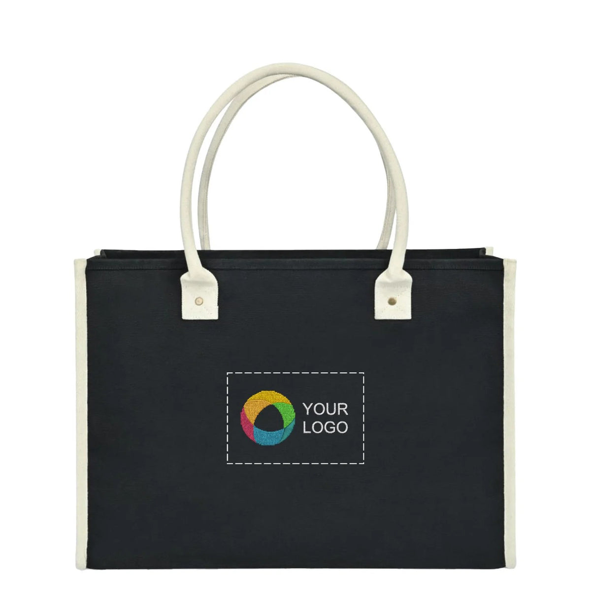 Structured Cotton Canvas Market Tote with Padded Handles, 13.5 x 19 in