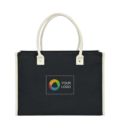 Structured Cotton Canvas Market Tote with Padded Handles, 13.5 x 19 in