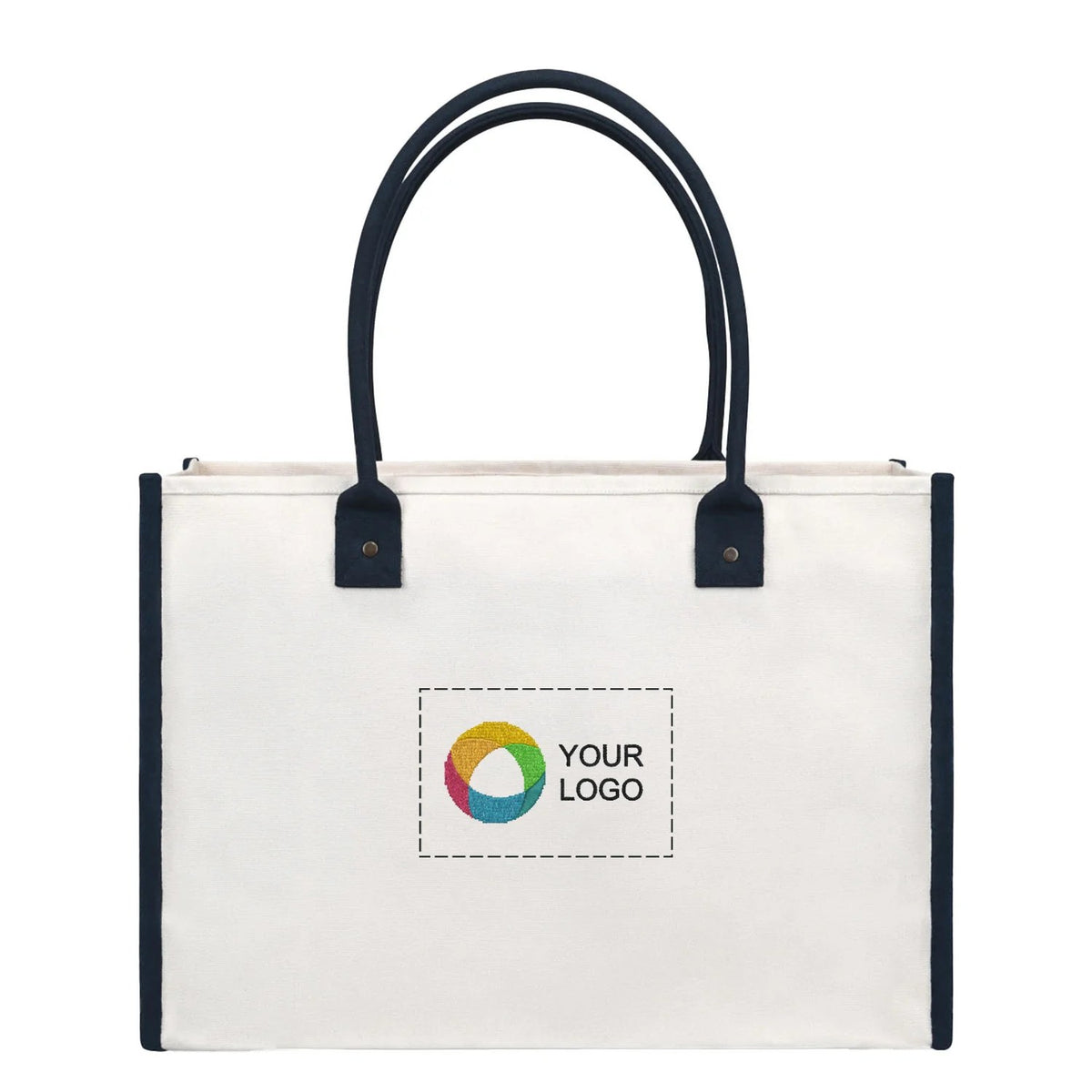 Structured Cotton Canvas Market Tote with Padded Handles, 13.5 x 19 in