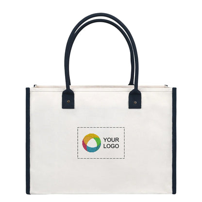 Structured Cotton Canvas Market Tote with Padded Handles, 13.5 x 19 in
