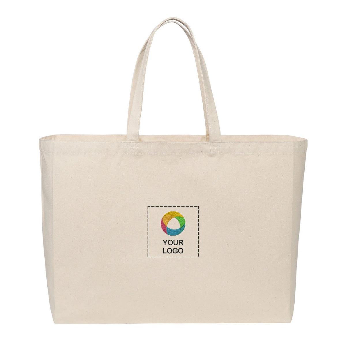 Jumbo 12 oz Cotton Canvas Tote Bag with Self Fabric Handles, 15 x 20 in